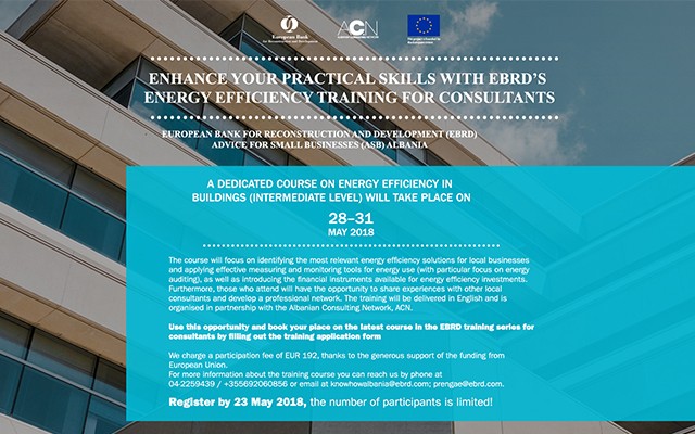 Training on Energy Efficiency in Buildings 28-31 May 2018